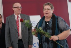 'Stary' przewodniczący Jacek Studziński i Barbara Strzałkowska, która zajęła jego miejsce.