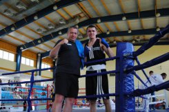 na zdjęciu: trener Andrzej Plata i Michał Łęgowski 